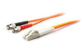 This is a 3m lc (male) to st (male) orange duplex riser-rated fiber mode conditi