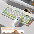Color: Green  White Suit - Wireless Bluetooth Keyboard Mouse Suit Mechanical Feeling