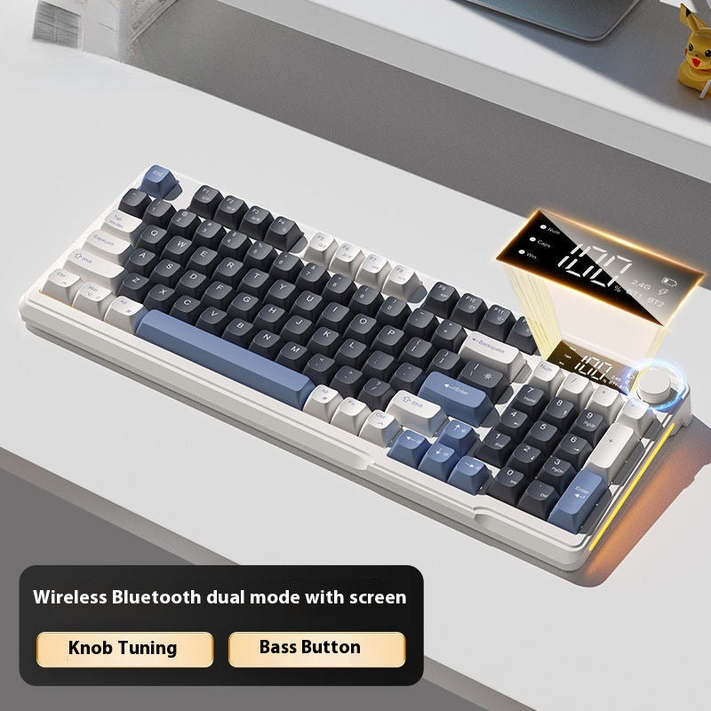 Color: White  Gray - Wireless Bluetooth Keyboard Mouse Suit Mechanical Feeling