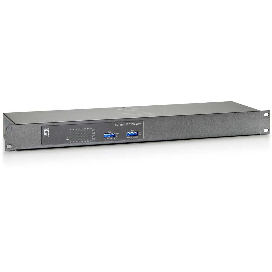 LevelOne FEP-1601W120 sieťový prepínač Fast Ethernet (10/100) Podpora napájania cez Ethernet (PoE) Šedá (FEP-1601W120)-0