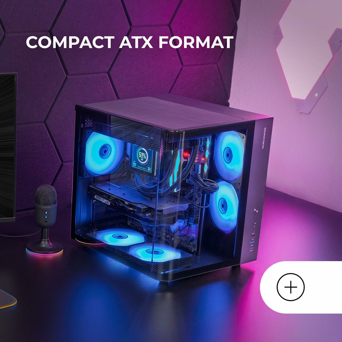 ATX Semi-tower Box Mars Gaming MCCURV Black
