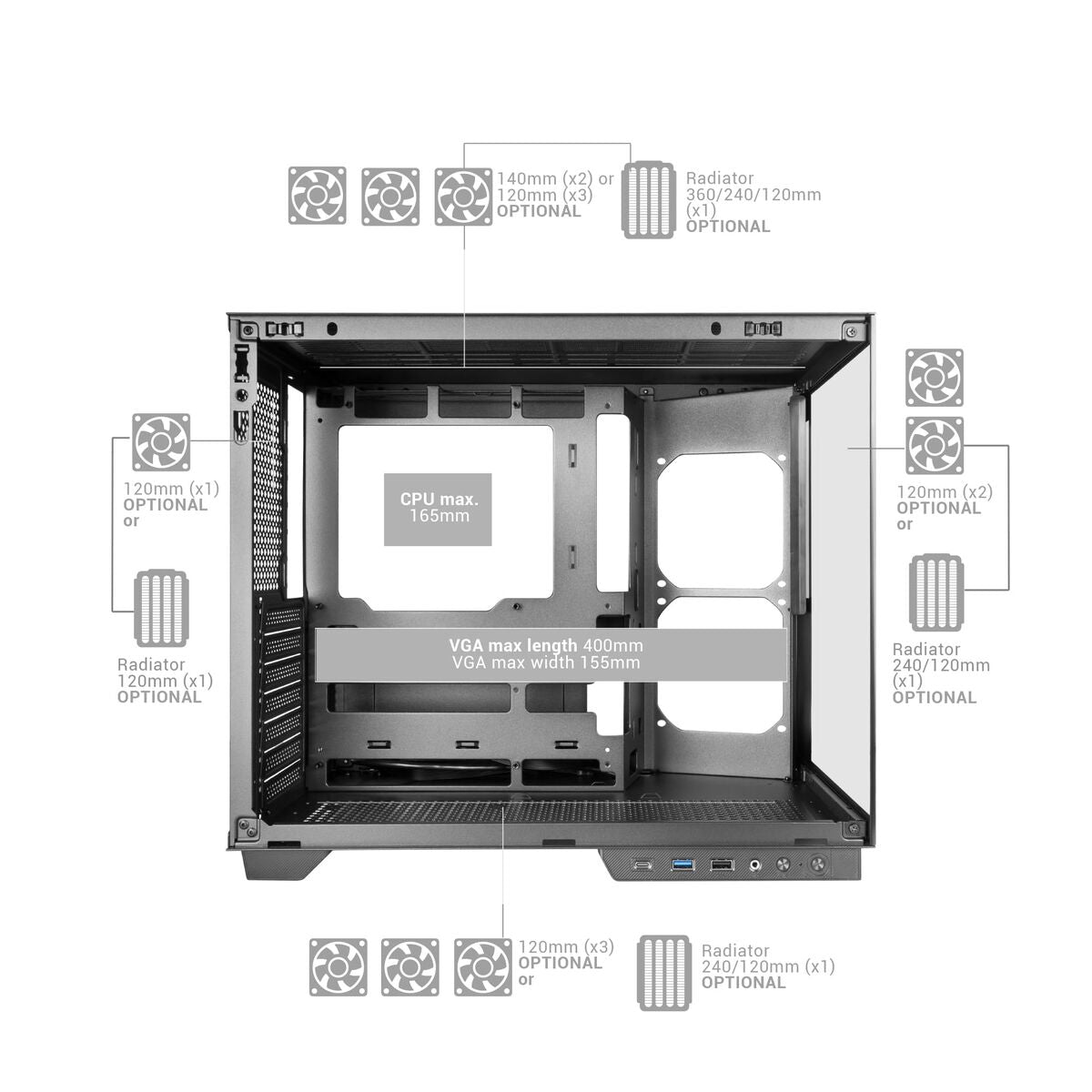 ATX Semi-tower Box Mars Gaming MCMIRAGE Black