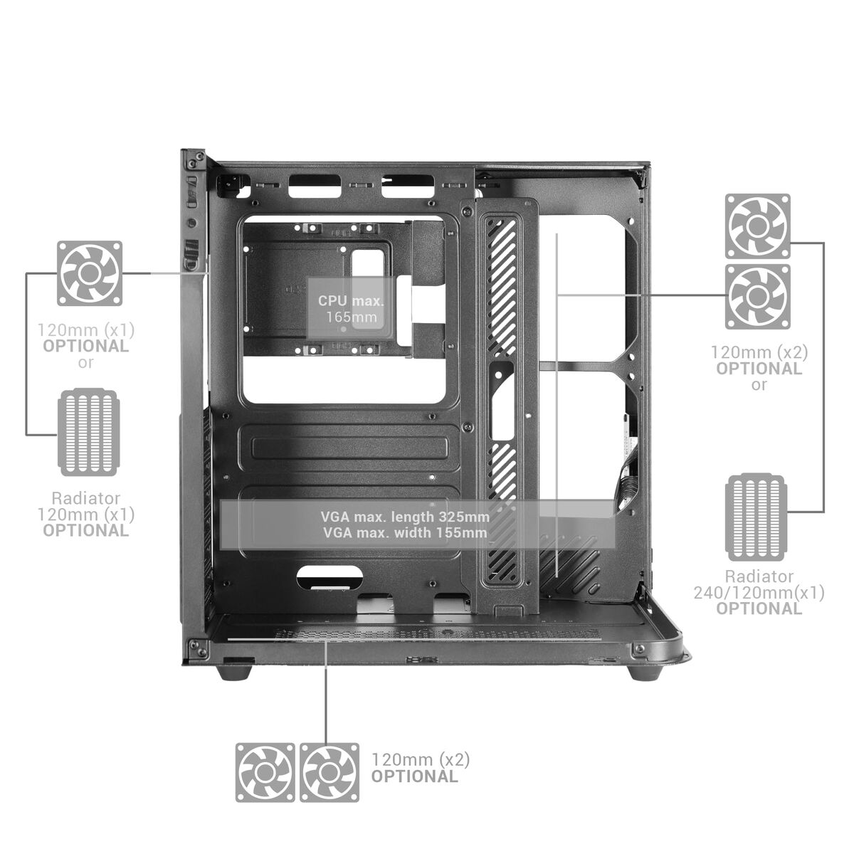 ATX Semi-tower Box Mars Gaming MCINFINIOLITEW White