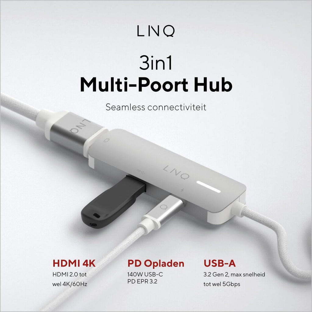 USB Hub Linq Byelements LQ49031 White Grey-6
