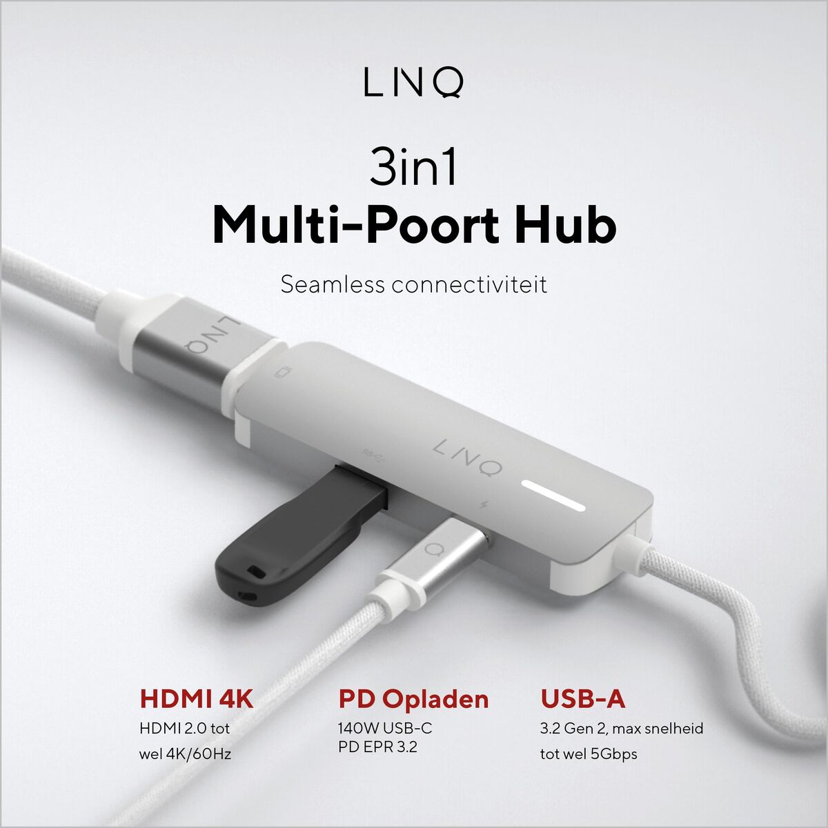 USB Hub Linq Byelements LQ49031 White Grey-6