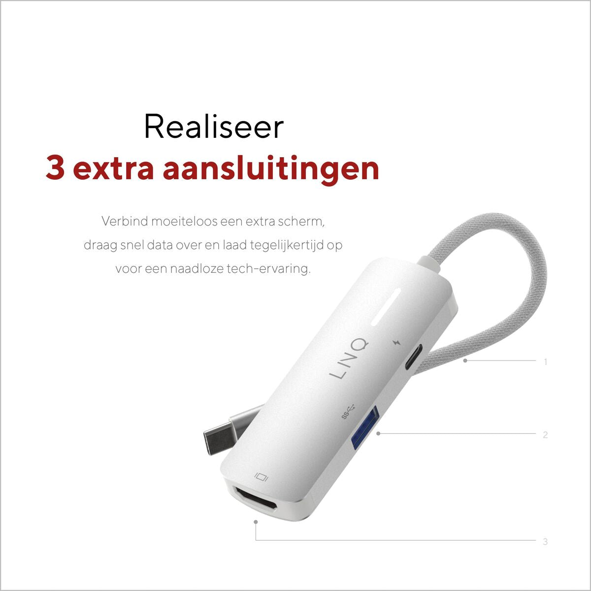 USB Hub Linq Byelements LQ49031 White Grey-9