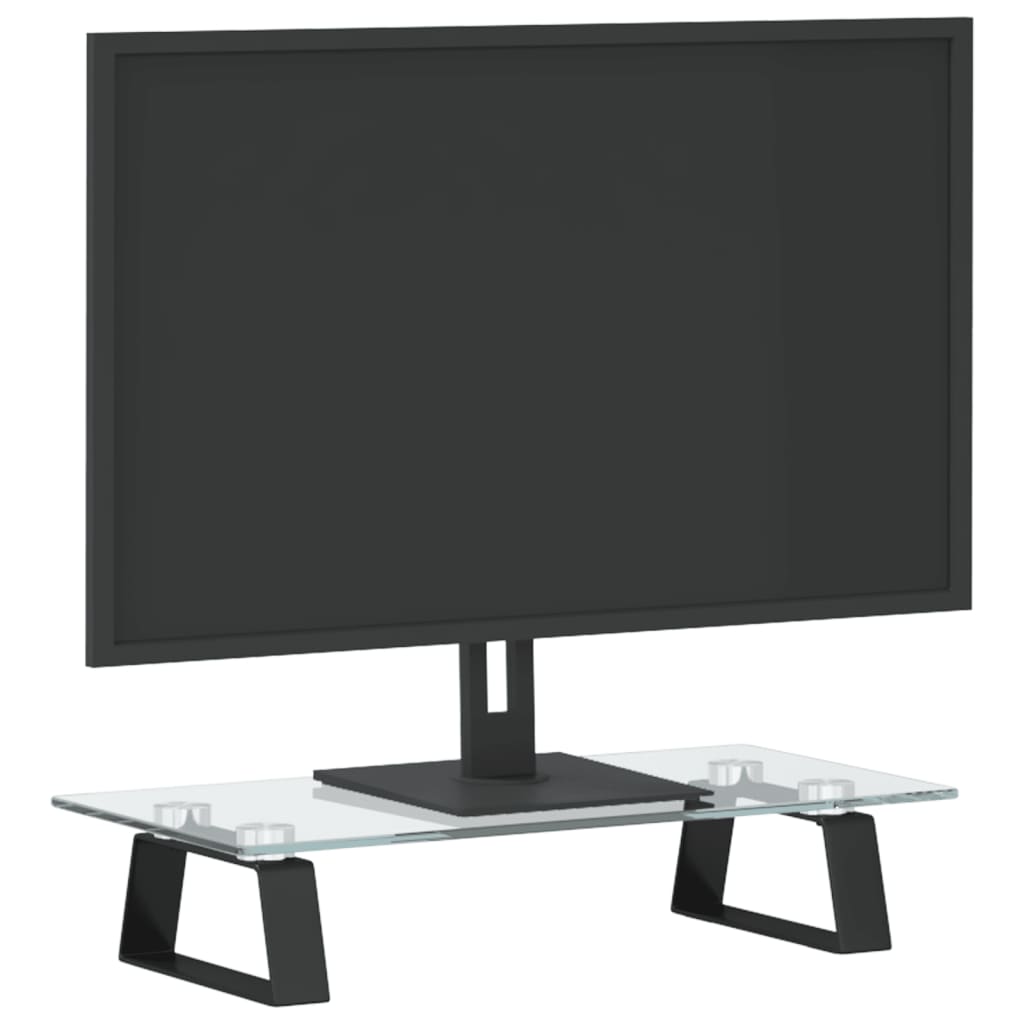 vidaXL Monitor Stand Desktop Computer Screen Riser Tempered Glass and Metal-1