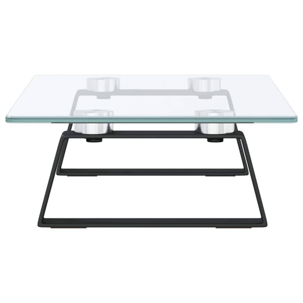 vidaXL Monitor Stand Desktop Computer Screen Riser Tempered Glass and Metal-3