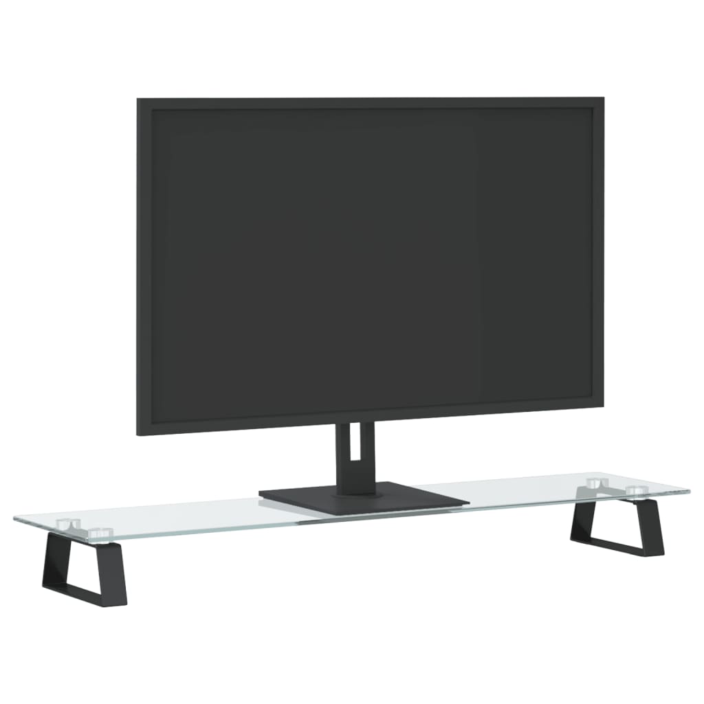 vidaXL Monitor Stand Desktop Computer Screen Riser Tempered Glass and Metal-1