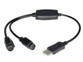 Usb to ps/2 adapter for keyboard and mouse - usb a left connector - male left ge