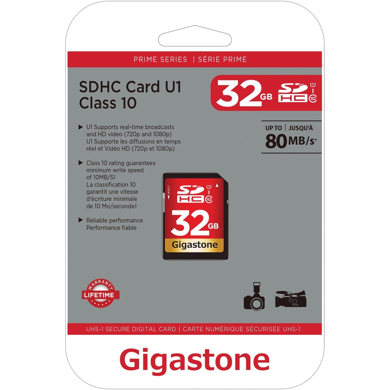 Gigastone GS-SDHC80U1-32GB-R Prime Series SDHC Card (32GB)