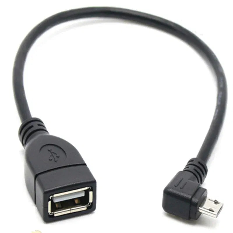 Color: Red, Cable length: 0.2M - 90 degree up and down and left and right angles Micro USB 5Pin male to USB 2.0 A female extension connector adapter OTG cable