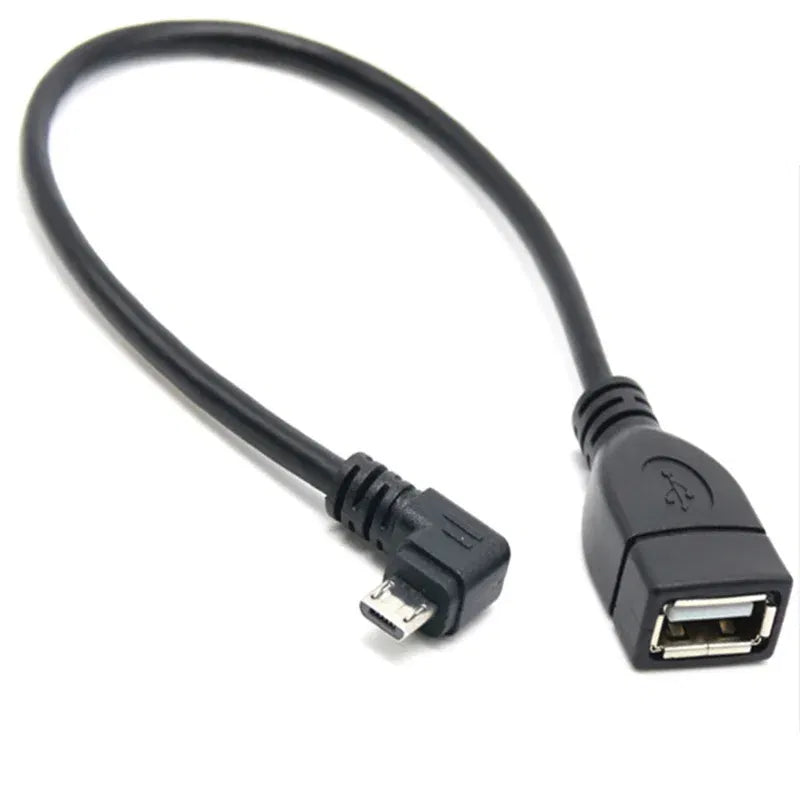Color: Red, Cable length: 0.2M - 90 degree up and down and left and right angles Micro USB 5Pin male to USB 2.0 A female extension connector adapter OTG cable