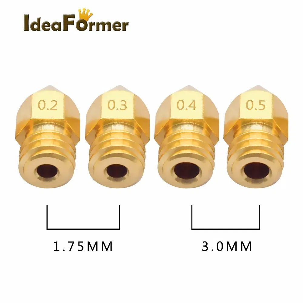Color: WHITE, Size: 0.25mm - 5/10pcs MK8 Brass Nozzle 1.75/3.0mm Filament Extruder Print Head Nozzle 0.2/0.3/0.4/0.5mm for CR10 CR10S Ender3 3D Printer Parts