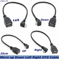 Color: Orange, Cable length: 0.2M - 90 degree up and down and left and right angles Micro USB 5Pin male to USB 2.0 A female extension connector adapter OTG cable
