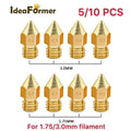 Color: Black, Size: 1mm - 5/10pcs MK8 Brass Nozzle 1.75/3.0mm Filament Extruder Print Head Nozzle 0.2/0.3/0.4/0.5mm for CR10 CR10S Ender3 3D Printer Parts