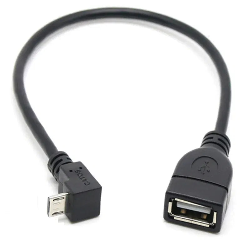Color: Red, Cable length: 0.2M - 90 degree up and down and left and right angles Micro USB 5Pin male to USB 2.0 A female extension connector adapter OTG cable