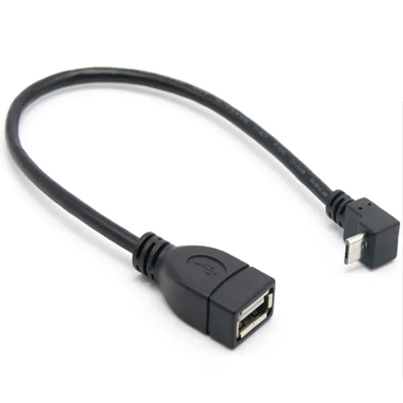 Color: Orange, Cable length: 0.2M - 90 degree up and down and left and right angles Micro USB 5Pin male to USB 2.0 A female extension connector adapter OTG cable