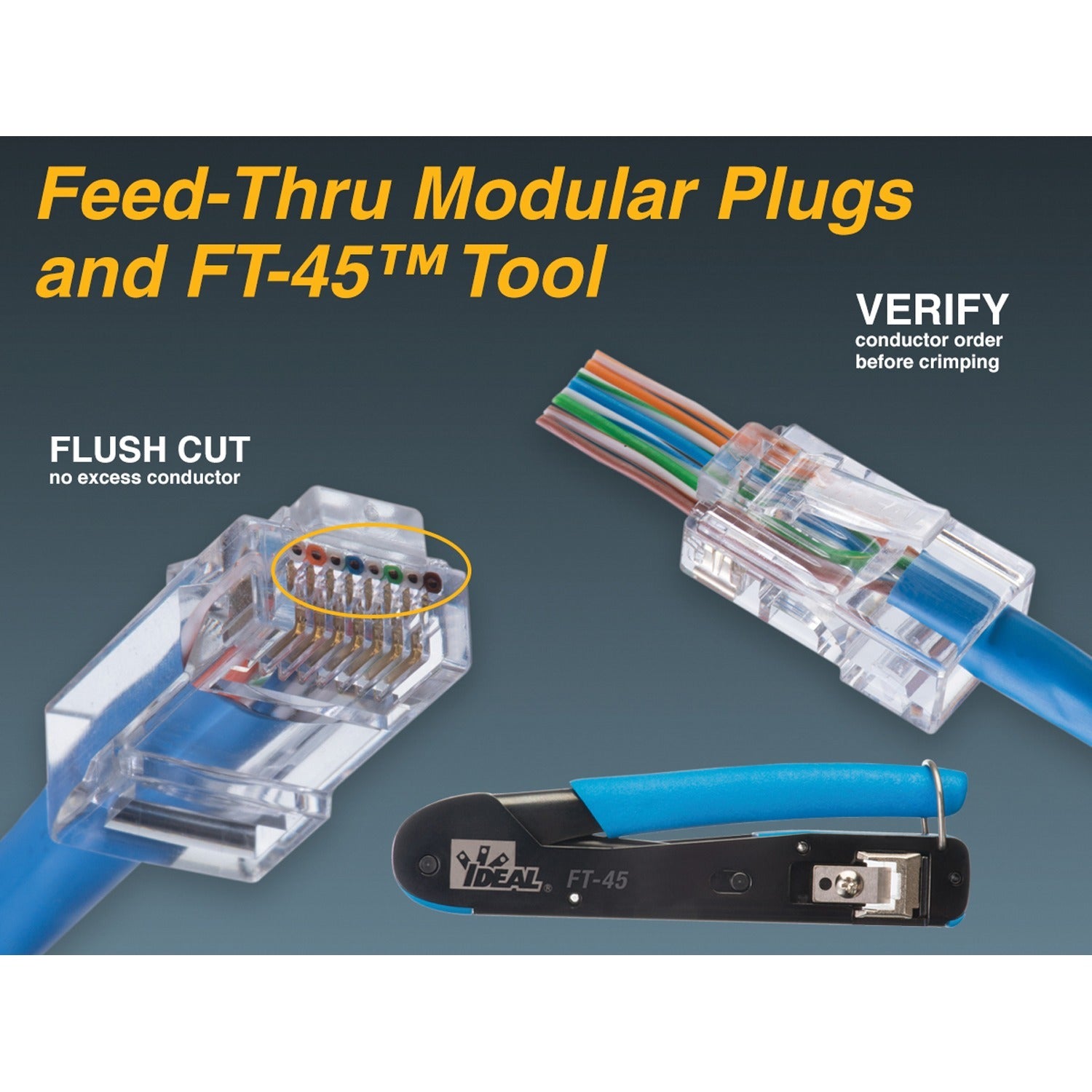 IDEAL 85-376 CAT-6 Feed-Thru RJ45 Mod Plugs (50 pk)