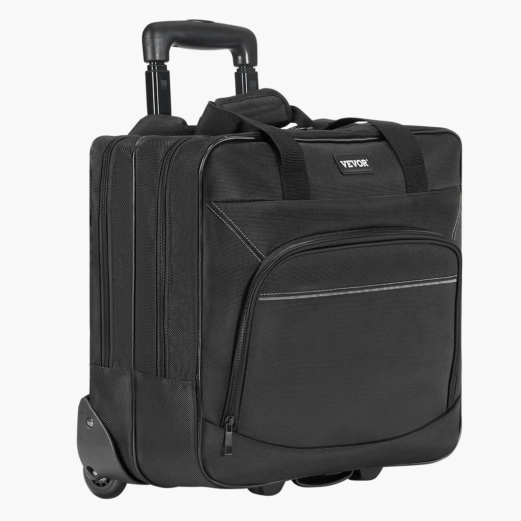 Rolling Laptop Bag, Fits Up to 15.6 Inch Laptop, Wheeled Briefcase, Roller Computer Tote Bag with Wheels & Telescoping Handle, Laptop Case for Work Travel Business Office, Women & Men (Black)
