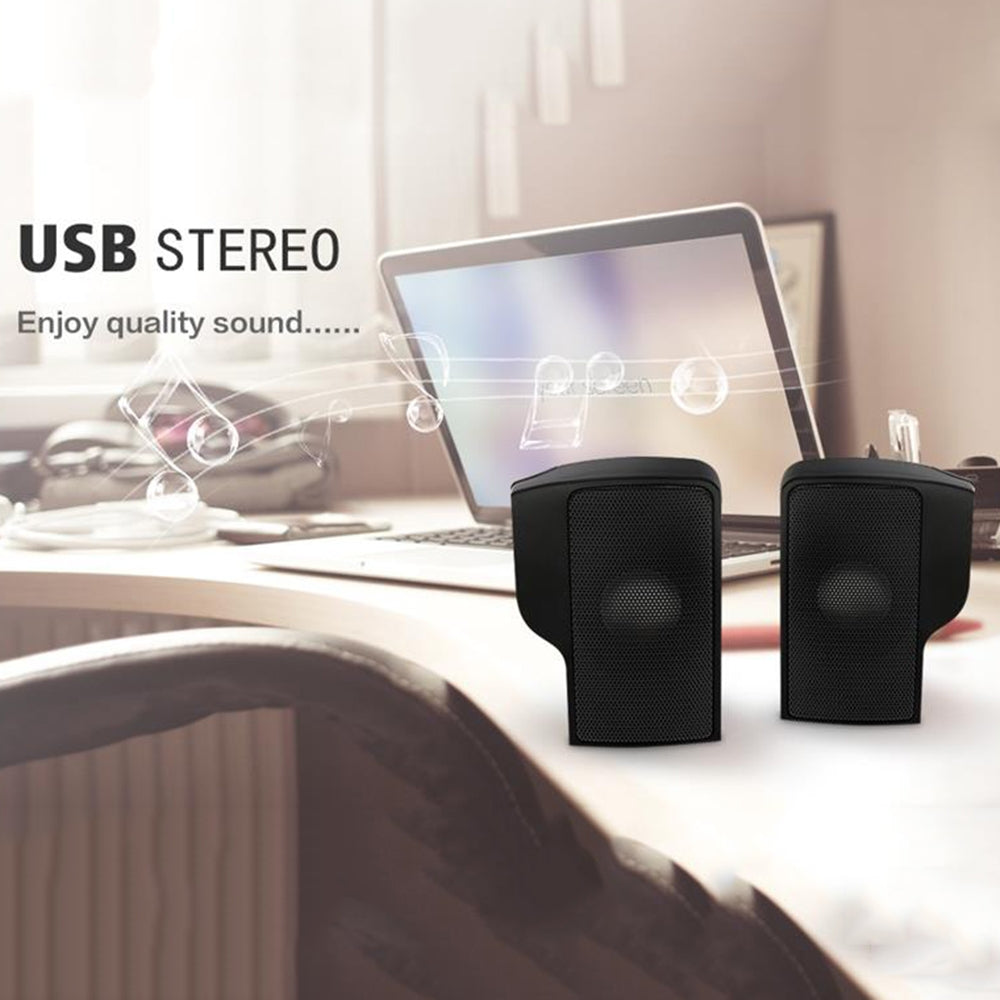 1 Pair Mini Portable Clipon USB Stereo Speakers line Controller Soundbar for Laptop MP3 Phone Music  black
