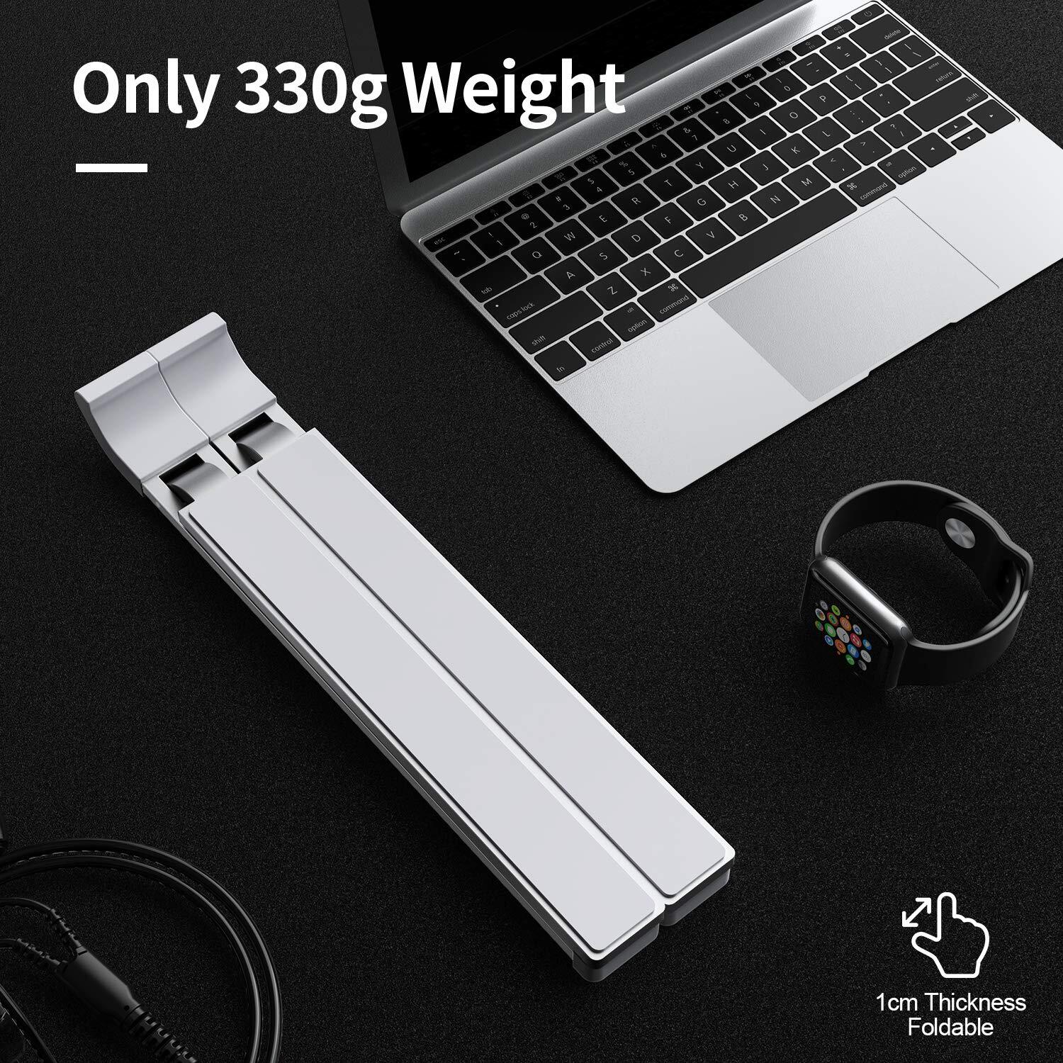 Portable Foldable Adjustable Laptop Stand Holder Universal Ergonomic Aluminium Alloy Travel Mini Notebook Stand for MacBook Notebook Computer PC iPad  Silver