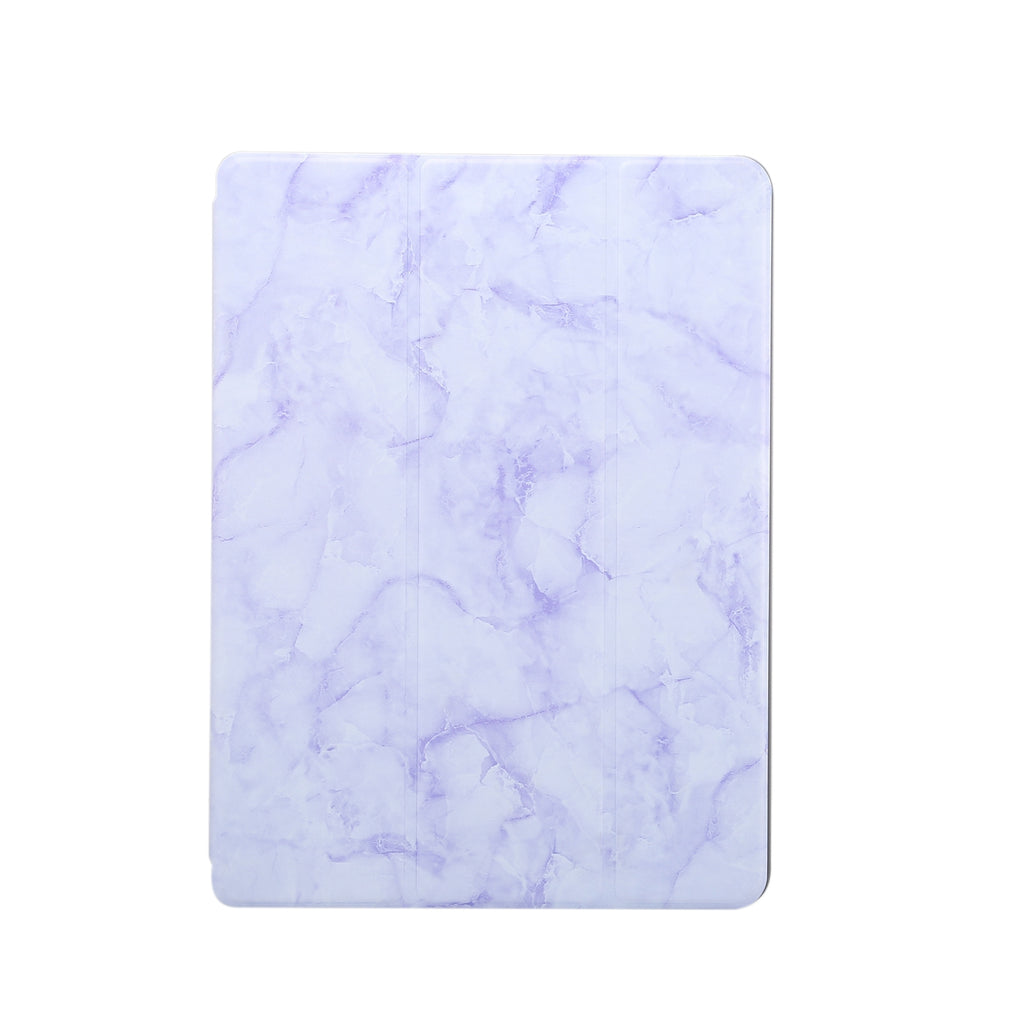 For iPad Pro 10.2 2019 Tablet Cover Marbling Pattern PU Leather Pen Loops Anti-fall Anti-scrach Anti-slip Protect Shell Tri-fold Tablet Case blue