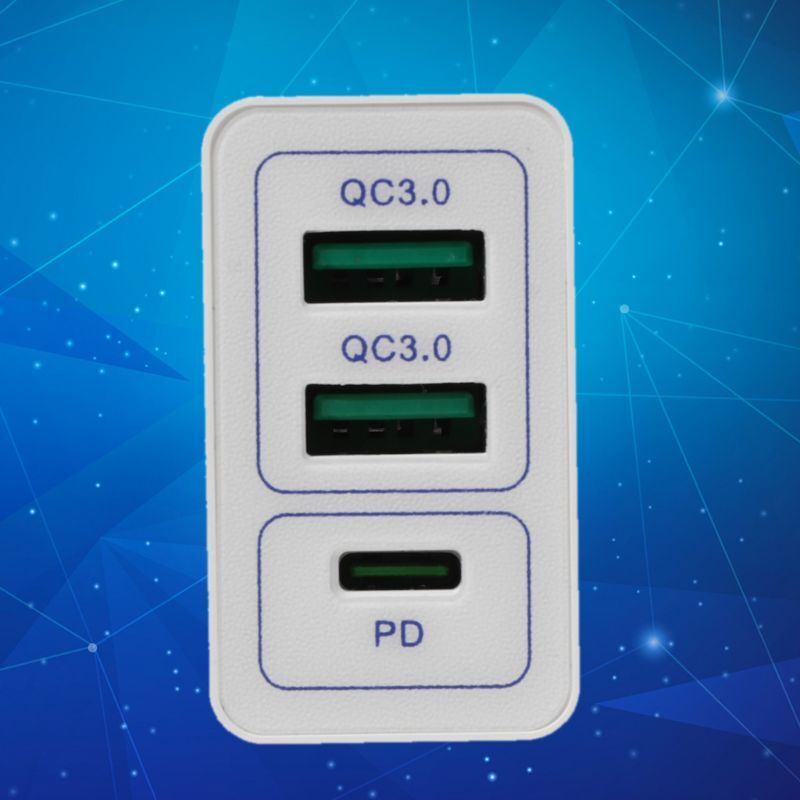 3-in-1 QC 3.0 Type C PD Dual USB Fast Charger Power Adapter for Samsung Huawei IOS Phone Tablet