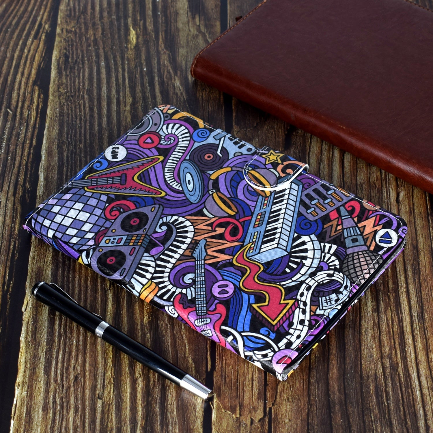 For iPad Pro 11 Laptop Protective Case Smart Stay Color Painted PU Cover with Front Snap Graffiti