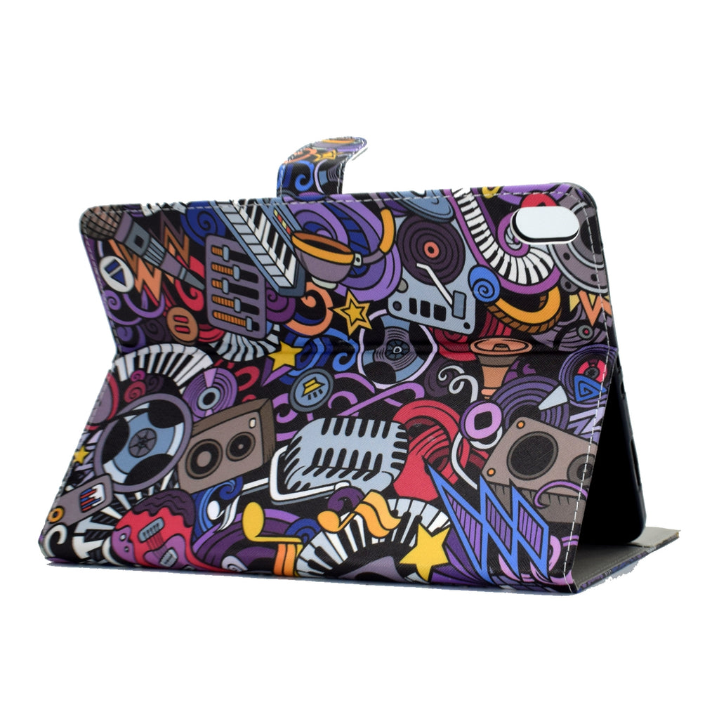 For iPad Pro 11 Laptop Protective Case Smart Stay Color Painted PU Cover with Front Snap Graffiti