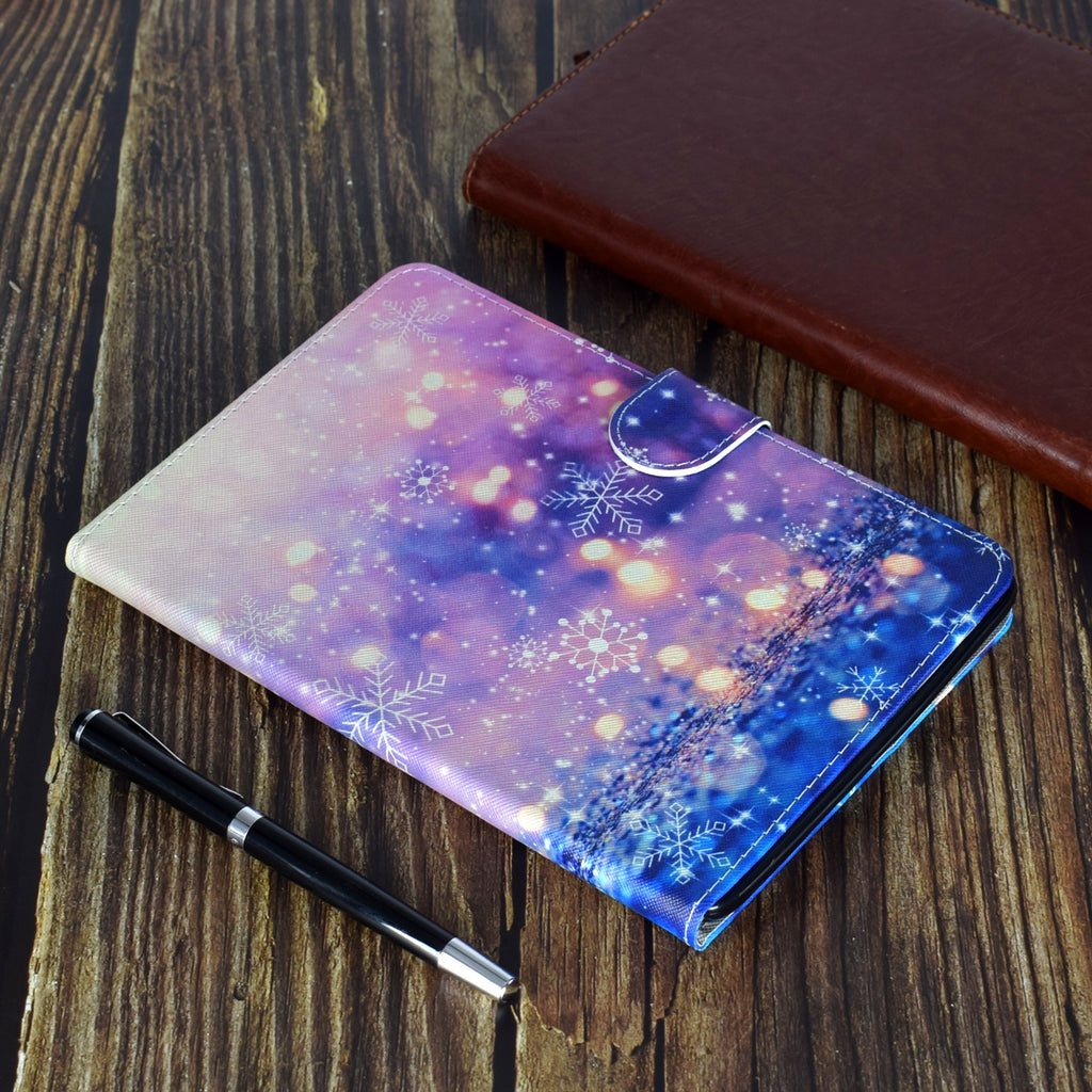 For Samsung T510/T515 Laptop Protective Case with Front Snap Cute Cartoon Color Painted Smart Stay PU Cover  Purple quicksand