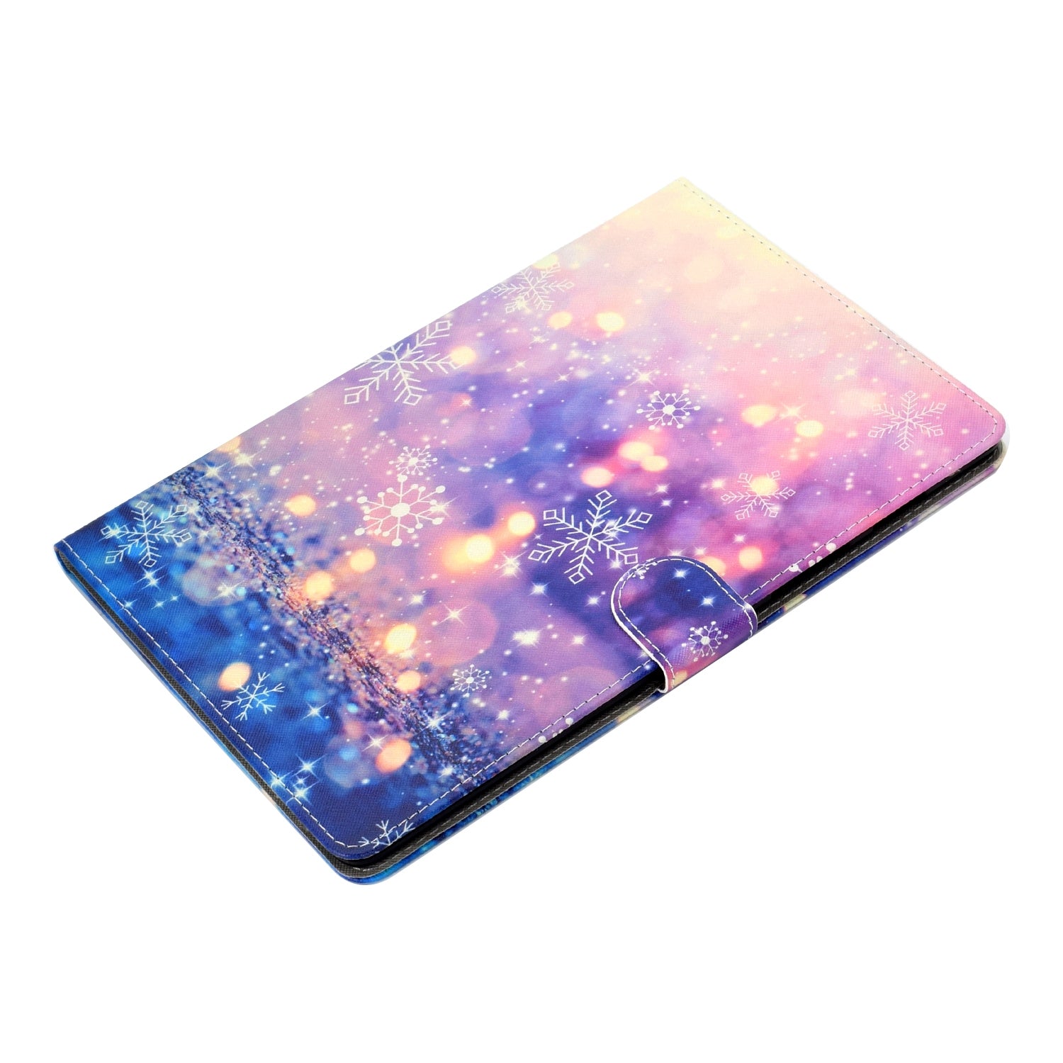 For Samsung T510/T515 Laptop Protective Case with Front Snap Cute Cartoon Color Painted Smart Stay PU Cover  Purple quicksand