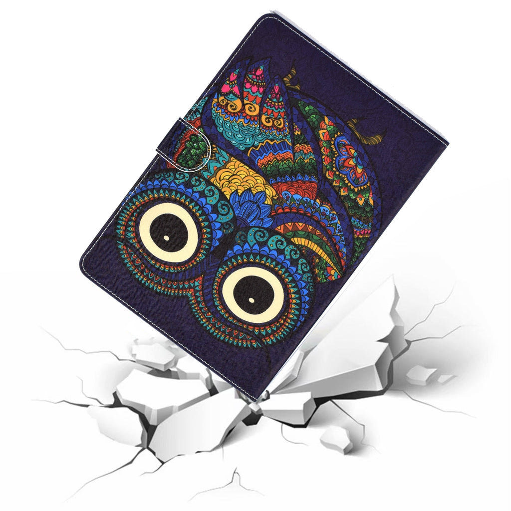 For Samsung T580 PU Laptop Protective Case with Front Snap Color Painted Smart Stay Cover  owl