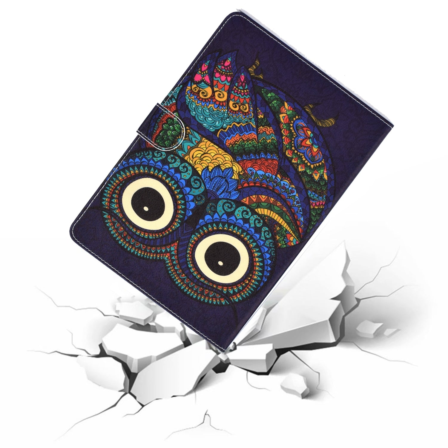For Samsung T580 PU Laptop Protective Case with Front Snap Color Painted Smart Stay Cover  owl