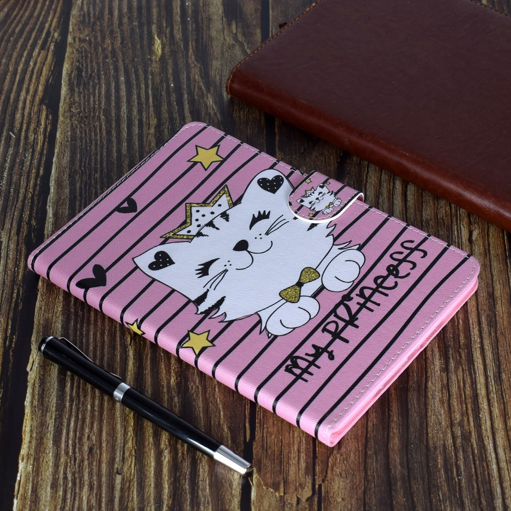 For Samsung T580 PU Laptop Protective Case with Front Snap Color Painted Smart Stay Cover  owl
