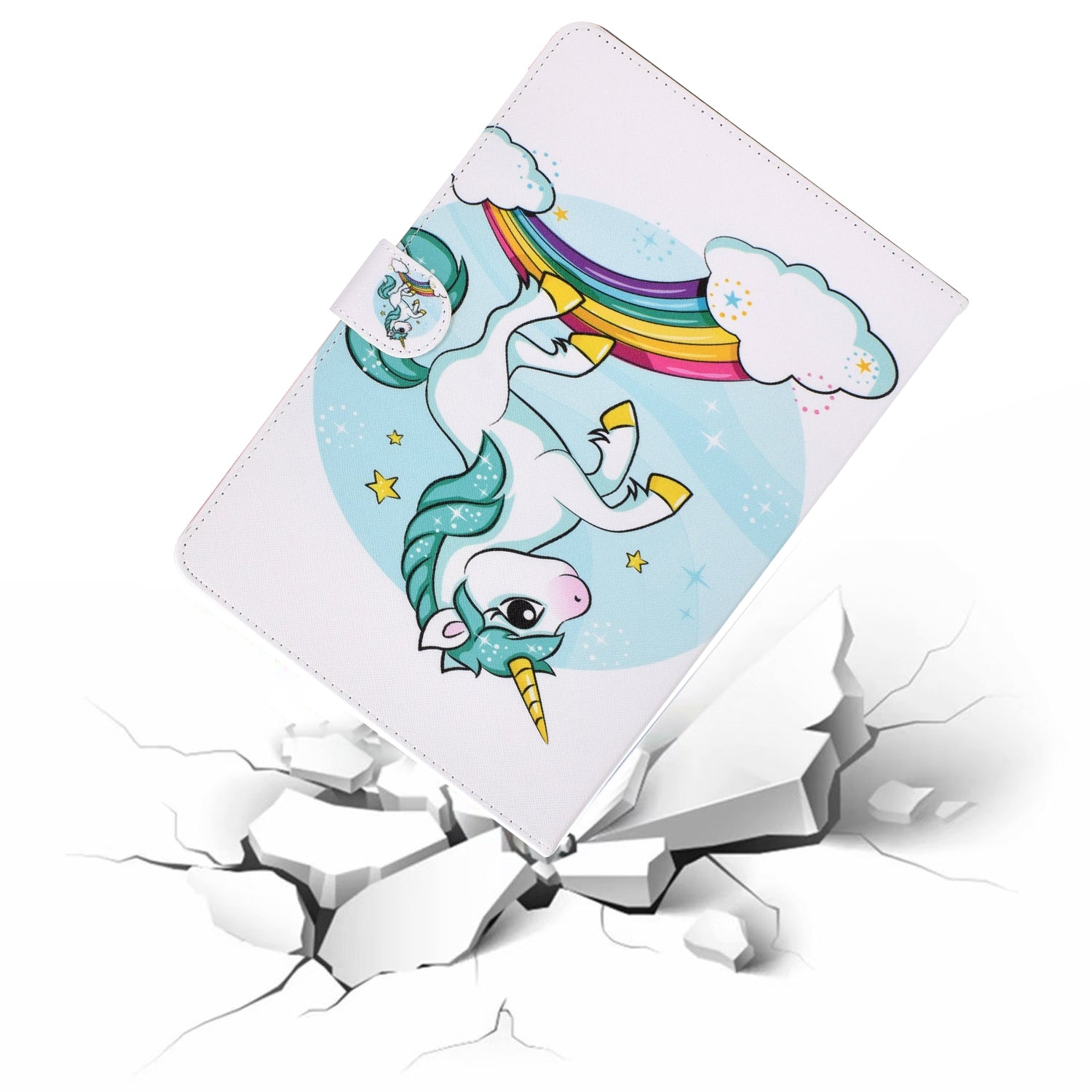 For Samsung T590 Laptop Protective Case Color Painted Smart Stay PU Cover with Front Snap single horned horse