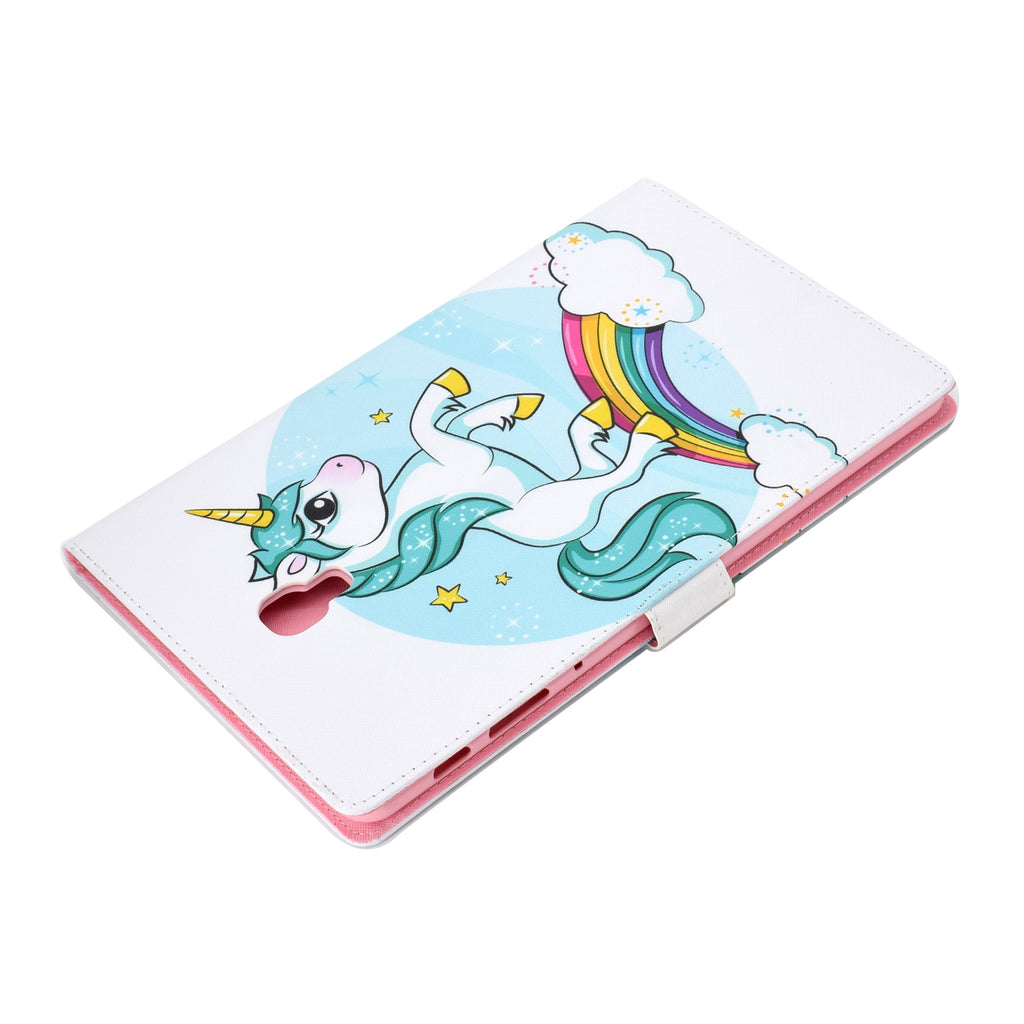 For Samsung T590 Laptop Protective Case Color Painted Smart Stay PU Cover with Front Snap single horned horse