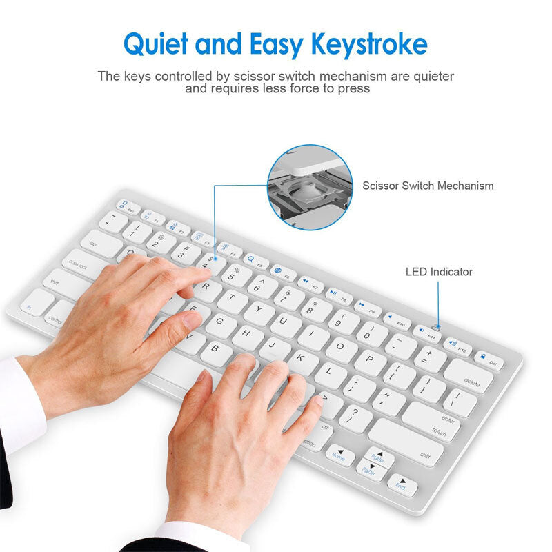 Wireless Gaming Keyboard Computer Game Universal Bluetooth Keyboard for Spanish German Russian French Korean Arabic Spanish white