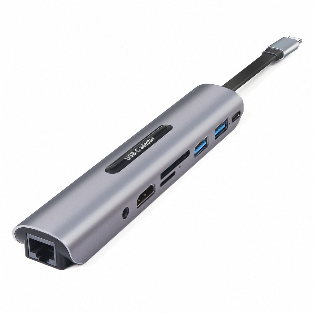 4k USB C to Hdmi-compatible USB C Hub 8-in-1 Type-c Adapter with Ethernet Port Silver Gray