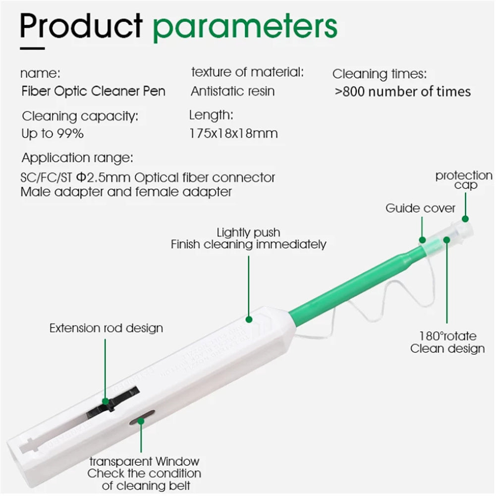 Fiber Optic Cleaner Pen 2.5mm for Lc Mu / 1.25mm For Sc Fc St Connector Optical Smart Cleaning Tool 2.5MM SC Cleaning Pen