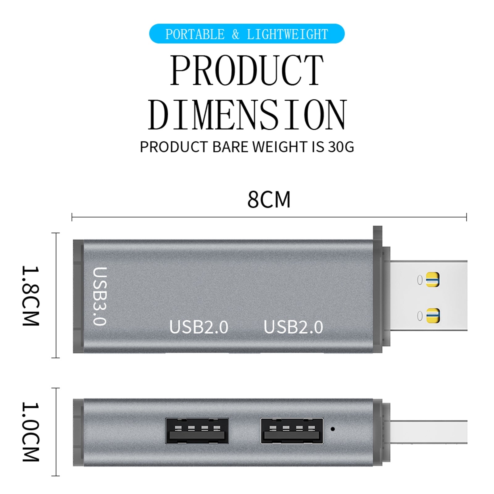 Usb 3.0 Hub Splitter 3-in-1 Computer Hub Extensions Multi-port Usb Adapter Station Portable Data Usb Splitter Grey