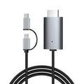 HD 1080p Type To Hdmi Adapter Cable Android Device To Tv Projector Display Grey