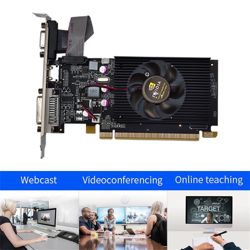 Gt210 Graphics Card 1gb 64 Bit Ddr2 Gpu Dual Display Hd Desktop Computer Graphics Card Black
