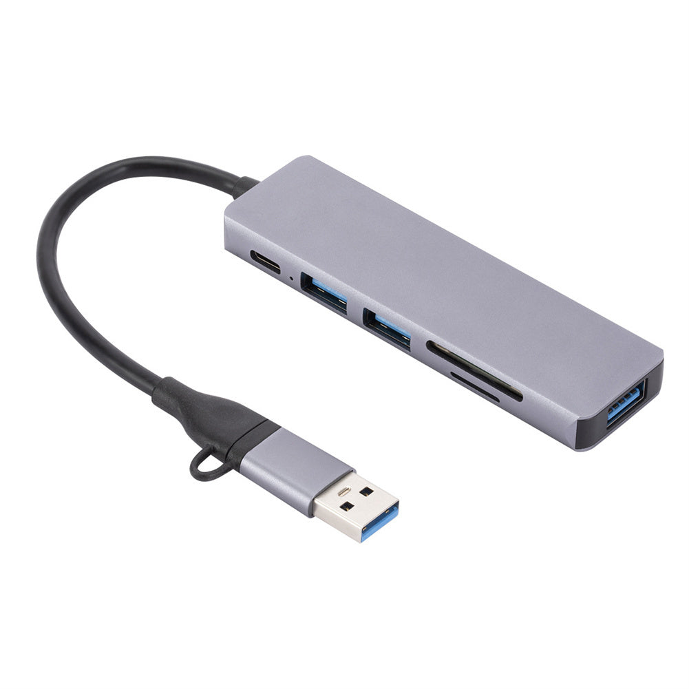 Usb3.0 Type-C Docking Station Mobile Phone Computer Card Reader Adapter Ultra-Slim Portable Data Hub Grey