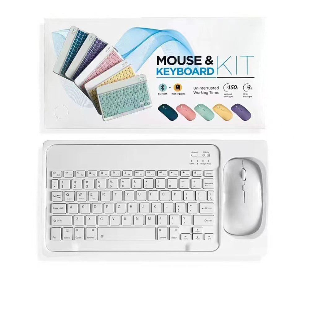Mini Wireless Bluetooth Keyboard Mouse Set Rechargeable Compatible for Android IOS Windows Pink
