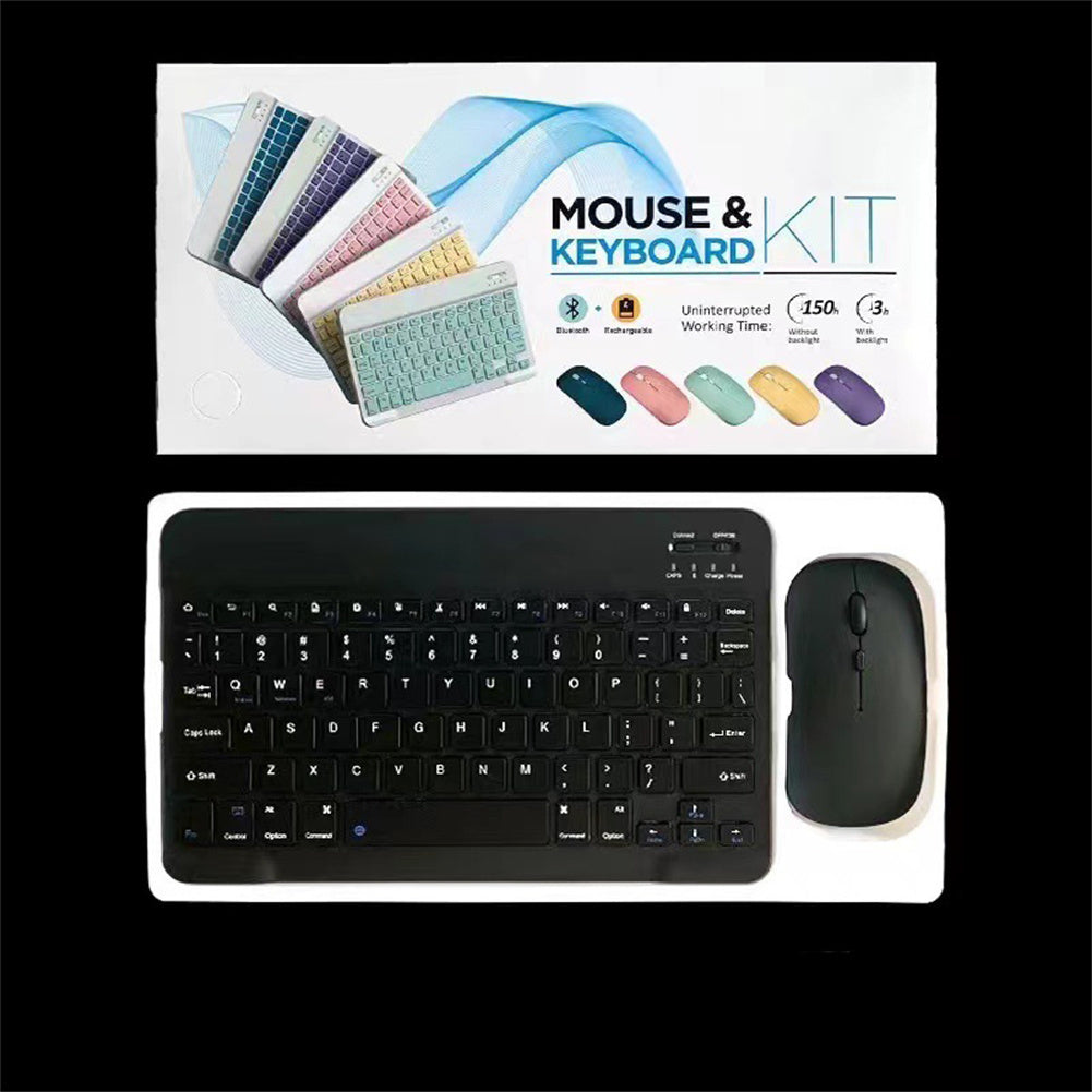 Mini Wireless Bluetooth Keyboard Mouse Set Rechargeable Compatible for Android IOS Windows Pink