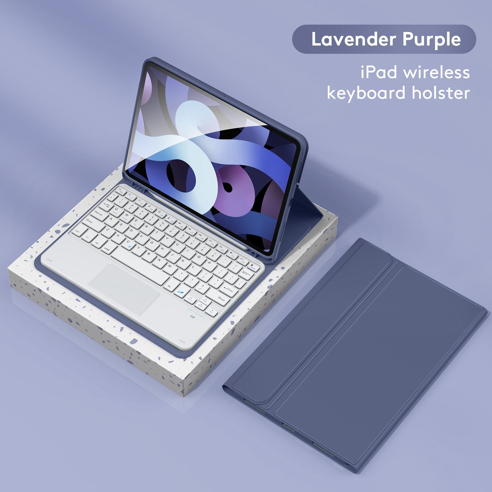 Bluetooth-compatible Keyboard with Protective Leather Case Set for iPad Pro11 Air5 10.9 Inch 11 Inch Purple