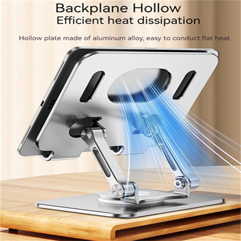 Foldable Mobile Phone Holder 360 Degree Rotating Non-slip Bracket Stand Riser Height Adjustable for iPad Silver