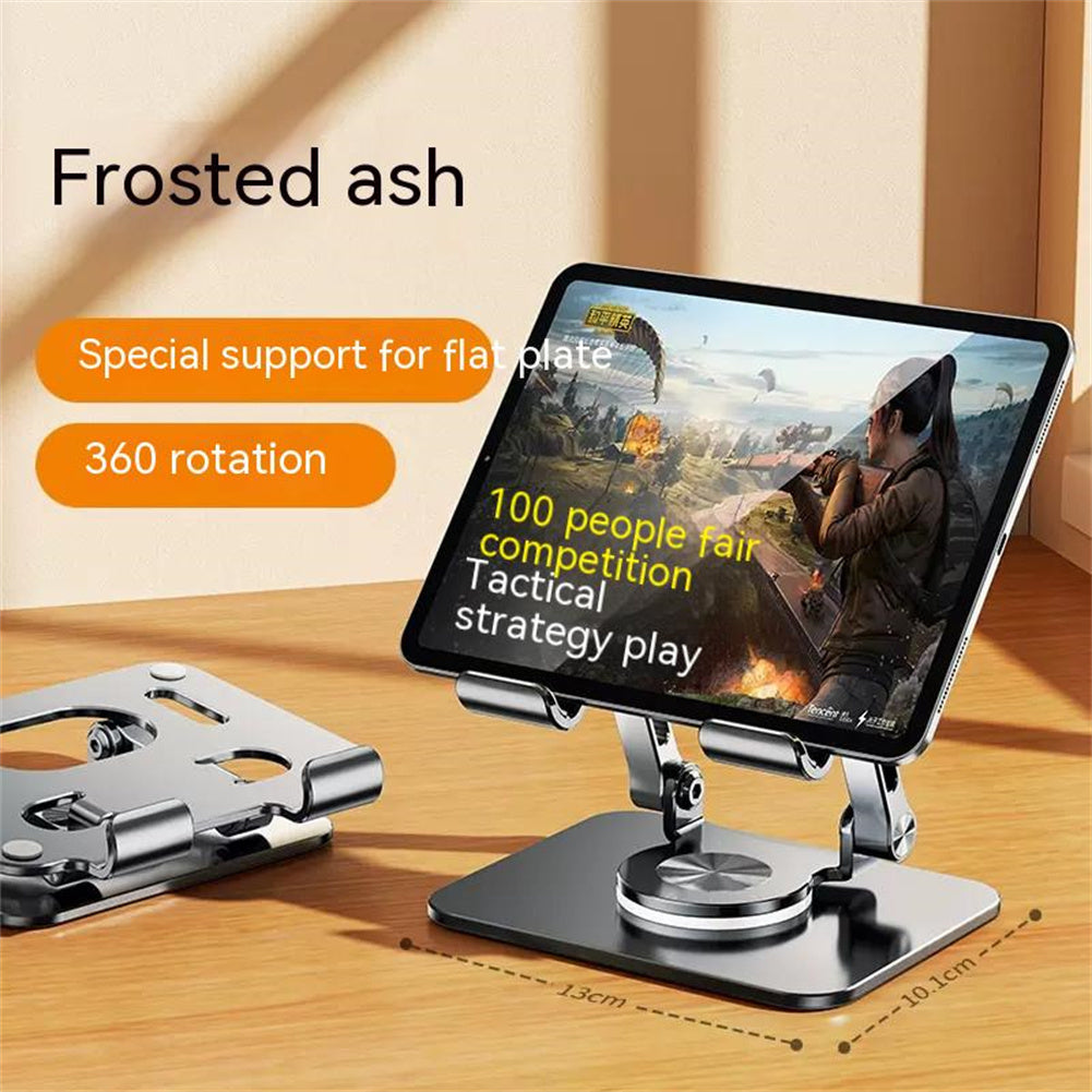 Foldable Mobile Phone Holder 360 Degree Rotating Non-slip Bracket Stand Riser Height Adjustable for iPad Silver