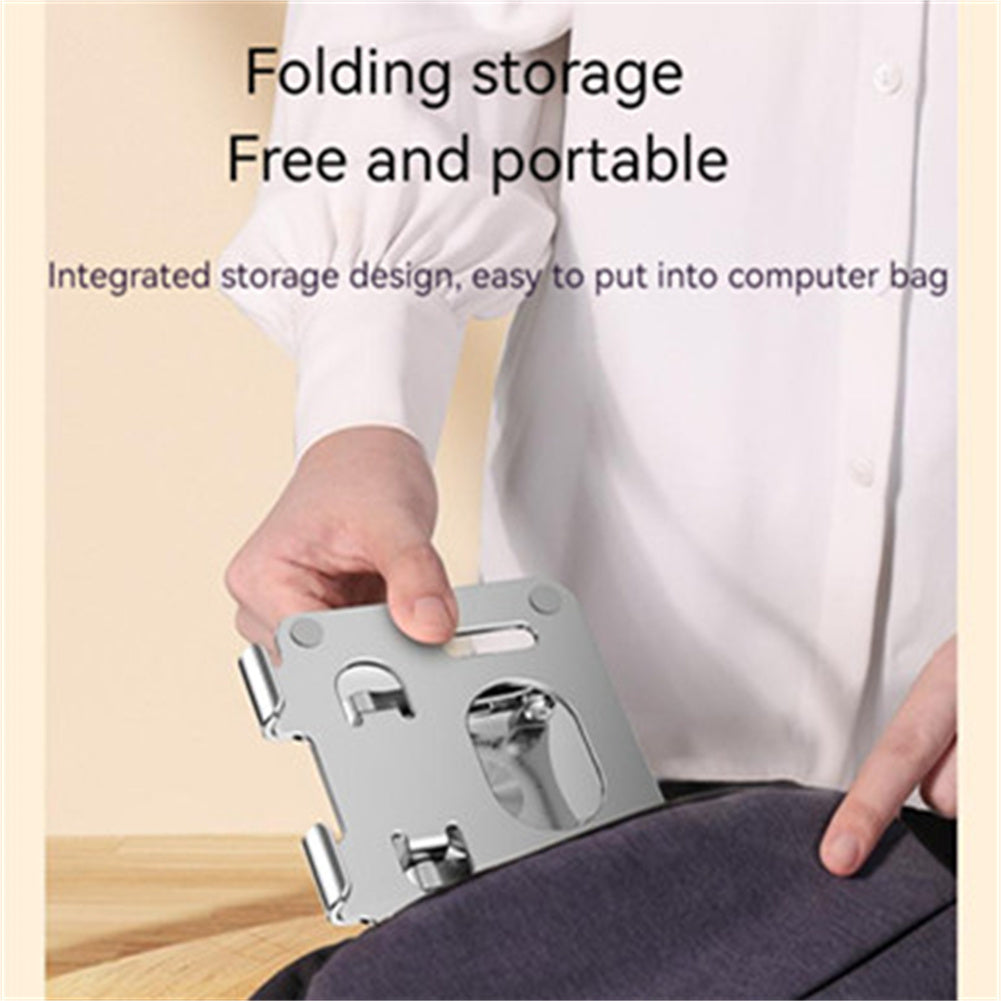 Foldable Mobile Phone Holder 360 Degree Rotating Non-slip Bracket Stand Riser Height Adjustable for iPad Silver